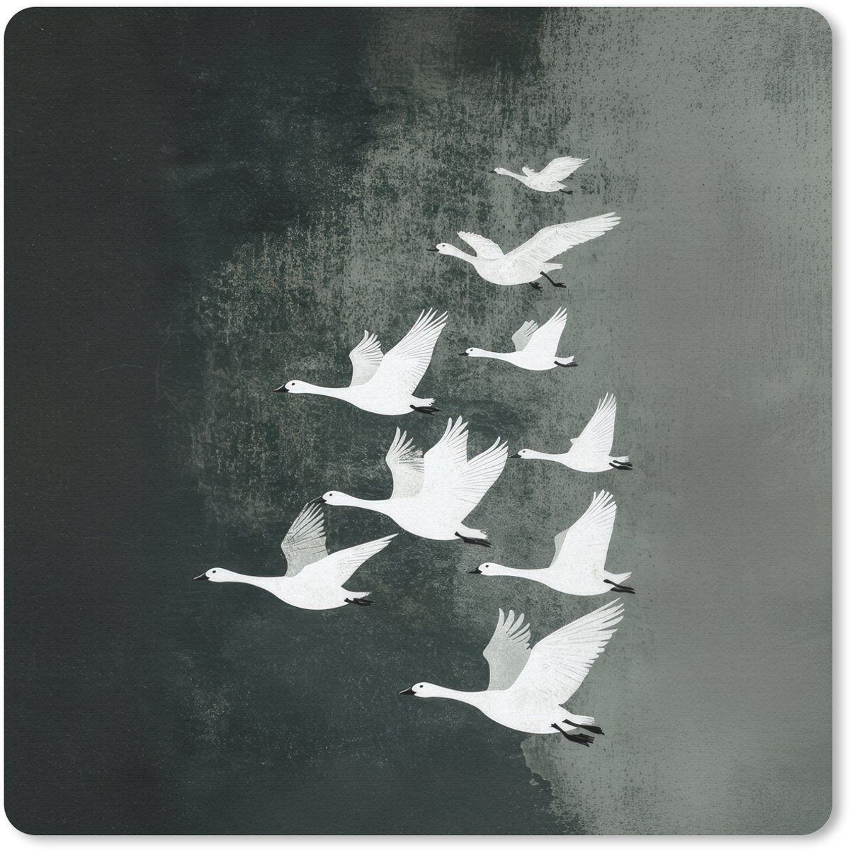 Muismat 20x20 cm - Mousepad Vogel - Japandi - Groen - Muismatten