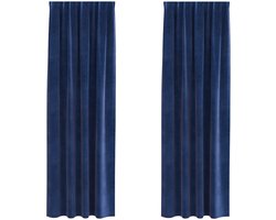 vidaXL - Gordijnen - 2 - st - Donkerblauw - 140 - x - 245 - cm - fluweel