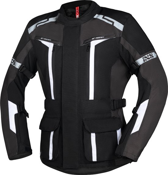 IXS Evans-ST 2.0 Waterdichte Touring Zwart Grijs Wit Textiele Motorjas - Maat XXL - Jas