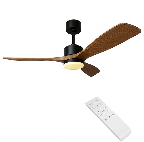 LED Plafondventilator | Hout Zwart | 18W | 1440 lumen | CCT - Kleurwissel | Niet dimbaar