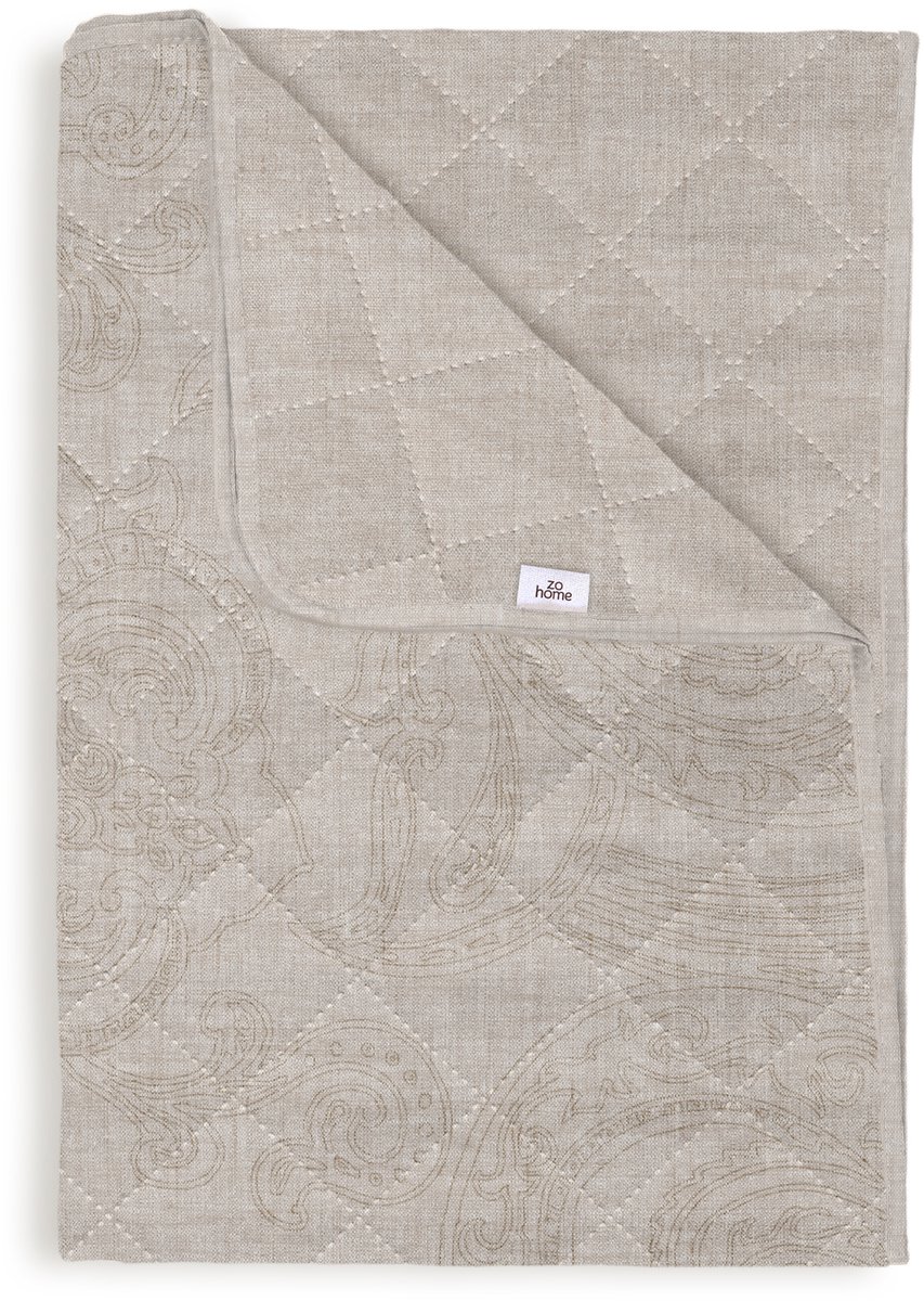 Zohome Bed Sprei Paisley-bedsprei - Bedsprei 2 persoons - Paisley print - 270x260 - Beige