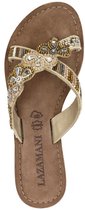 Lazamani - Slippers femme Perla en Cuir beige - Pointure 37