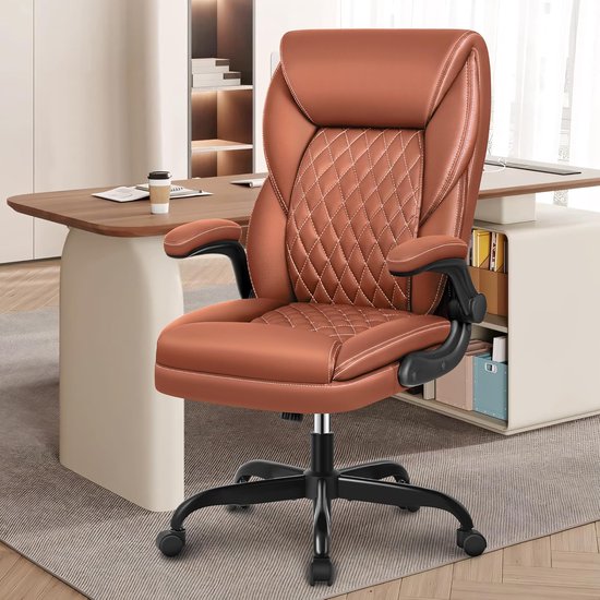 EXCEBET Ergonomische Bureaustoel 180kg XXL - PU Leer Directiestoel Volwassenen, 14cm Pocketvering, Computerstoel voor Thuiswerken, Hoge Rugleuning, Brede Zitting, Kantelbaar(PU-leer, Lichtgrijs