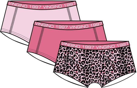 Vingino meisjes 3P hipsters basic print roze zwart bol