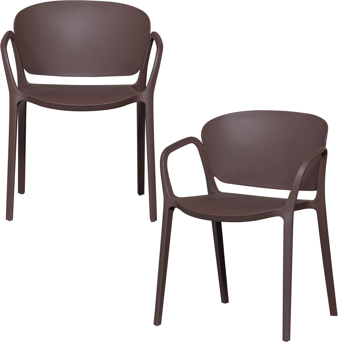 WOOOD Bent Tuinstoelen - Kunststof - Paars/Bruin - Set van 2