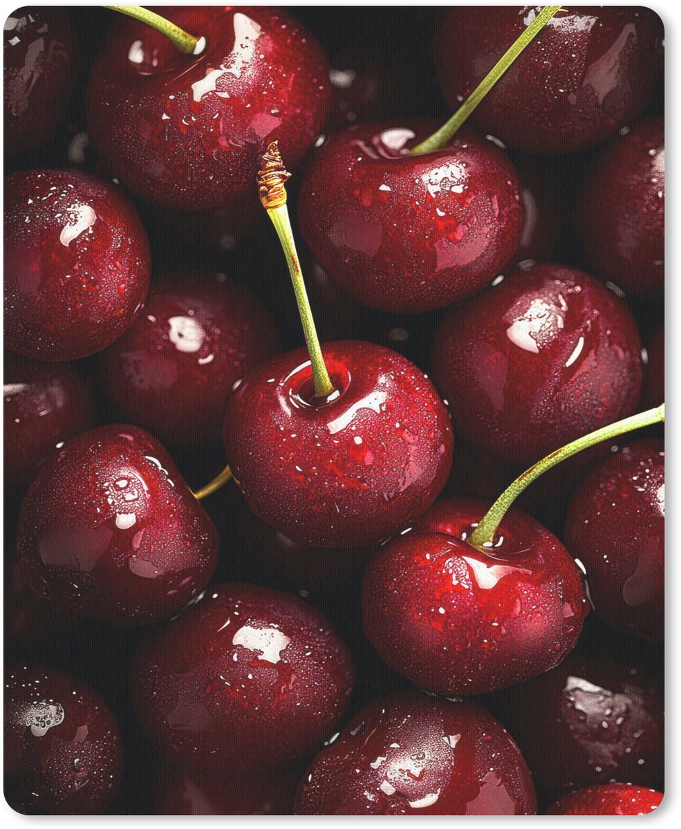 Muismat 19x23 cm - Mousepad Rood - Fruit - Kersen - Muismatten