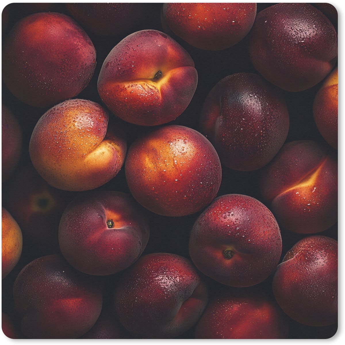 Muismat 20x20 cm - Mousepad Fruit - Close up - Nectarines - Muismatten