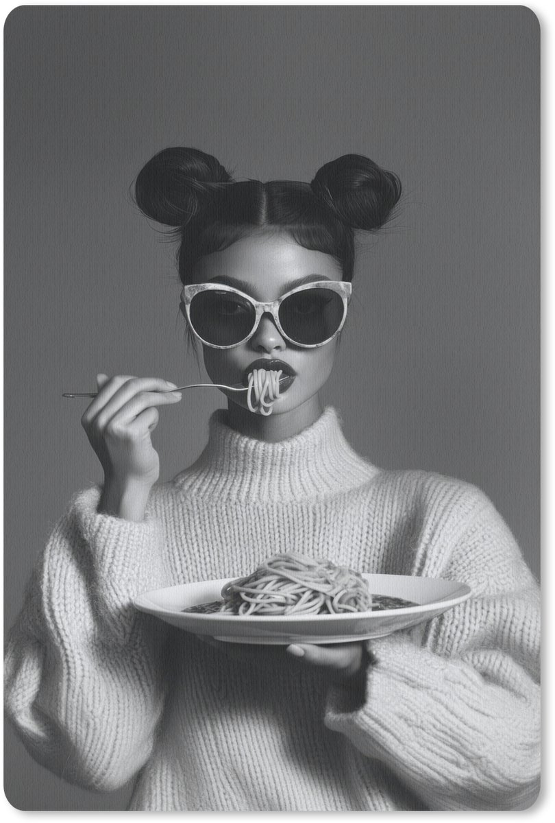 Muismat 18x27 cm - Mousepad Vrouw - Pasta - Zonnebril - Muismatten