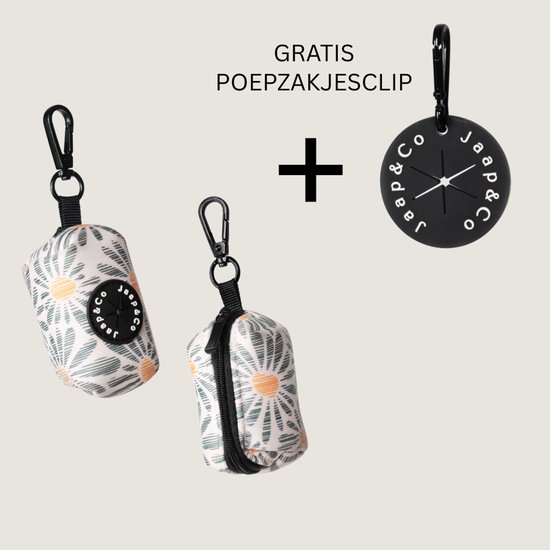 Jaap & Co® - Woof Wear - Poepzakjeshouder - Snackbox - Bloemen Lente - Floral Memories Collectie - 1 Stuk - Poepzakjes Dispenser Bloemen met hondenpoepzakjes - GRATIS Poepzakjesclip