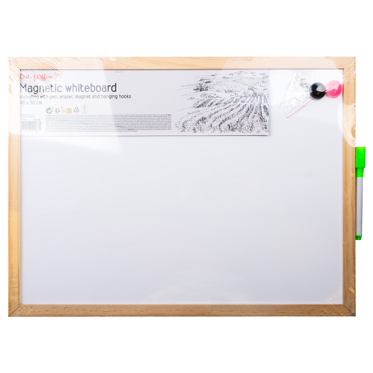 Magnetisch whiteboard | Incl. ophanghaken | Afmeting: 30x40