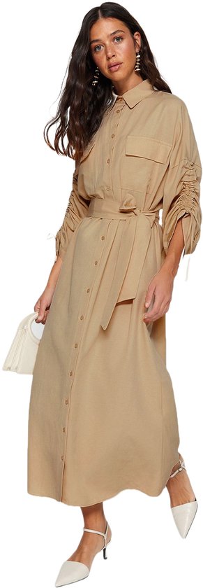 Robe chemise à manches bouffantes / à volants Trendyol