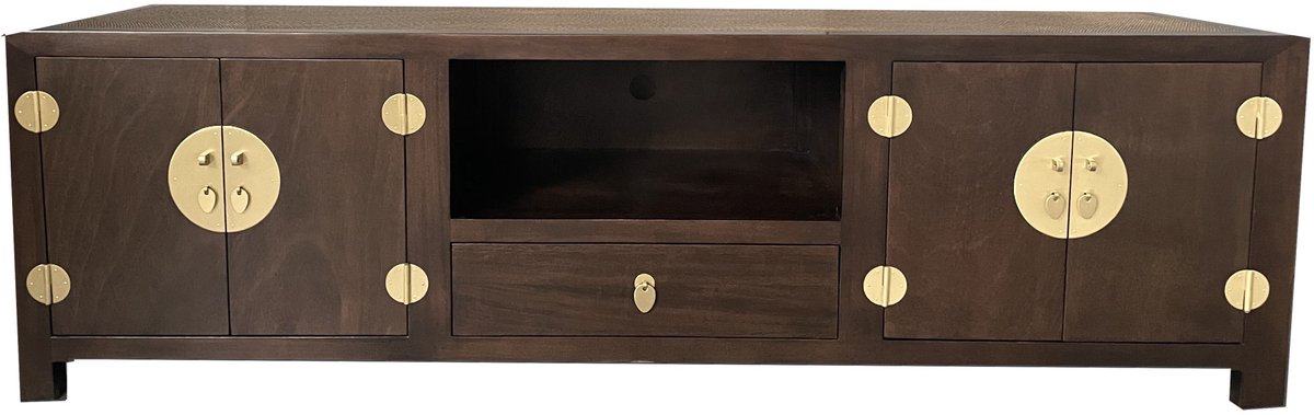 Fine Asianliving Chinese TV Kast Bruin Handgevlochten Bamboe Earthy Brown B190xD56xH56cm Chinese Meubels Oosterse Kast
