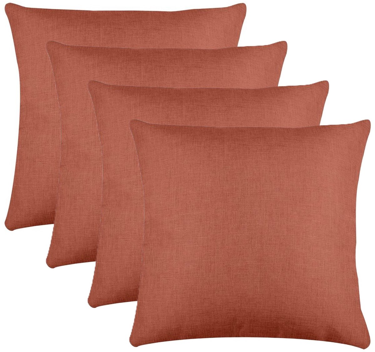 Stof Textile sierkussen Bea - 4x - terracotta - 50 x 50 cm - bank kussens - zitkussens - binnen/buiten - polyester Terracotta bruin