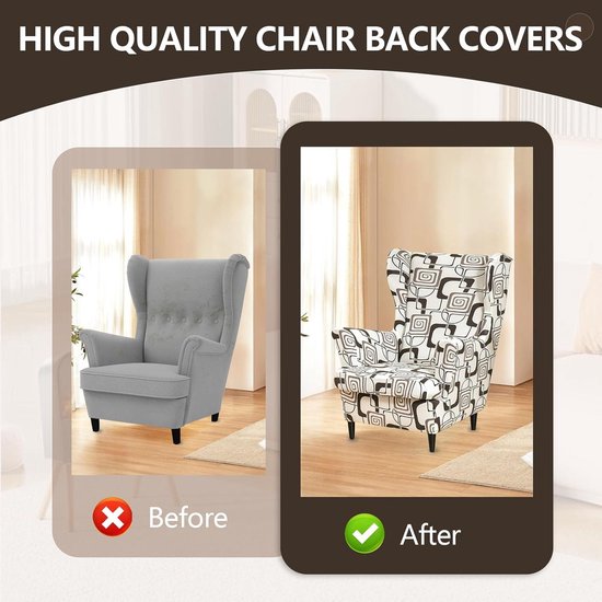 Hoes Wingback-stoel 2-delige Wingback-stoelhoes Spandex Wing