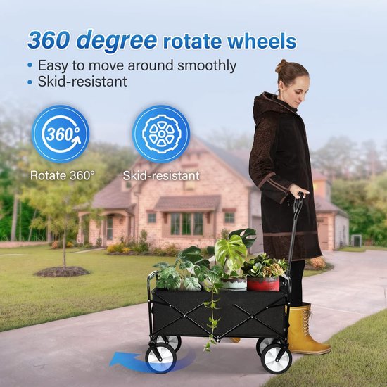 Opvouwbare tuinwagen - 200 pond capaciteit - zwart van MacSports — afbeelding 5