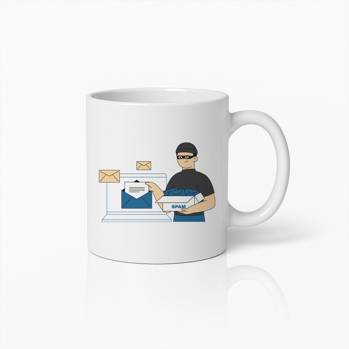 Spam Hacker Cartoon Mok – Grappige Cybersecurity en Internet Humor Koffiebeker