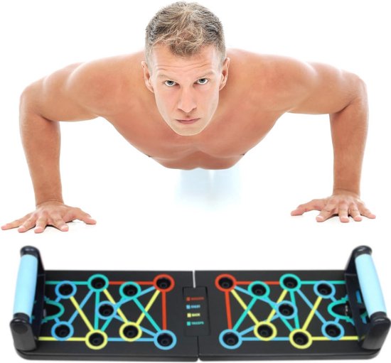 DH FitLife Push-upboard, extra breed, push-upgrepen, 17-in-1 multifunctioneel, 88 cm, voor krachttraining van het bovenlichaam, met 2 fitnessbanden