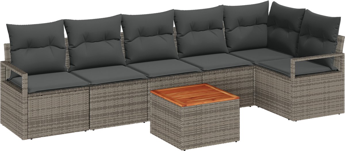vidaXL - Tuinbank - Set - met - opslag - 7 - pcs - Grijs - poly - rattan