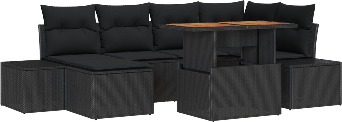 vidaXL - Tuinbank - Set - 7 - pcs - Zwart - en - Bruin