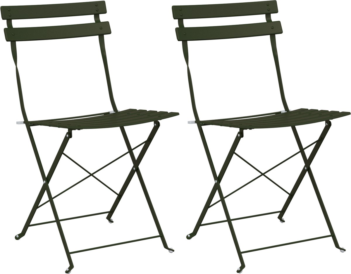 vidaXL - Tuinstoel - Die - Opgevouwen - Kan - Worden - 2 - pcs - Groen - 42 - x - 46 - x - 82cm