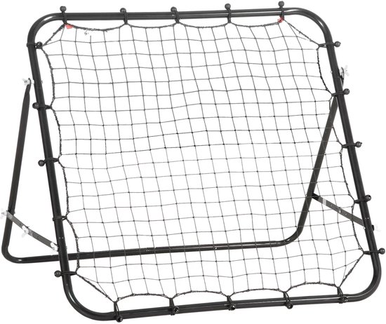 Voetbal Rebounder - Kickback - Tchouk - 96x80x96 cm - Voetbal Bouncer - Verstelbaar Voor Verschillende Intensiteitsniveaus - Voetbal trainingsmateriaal - Reboundmuur - Reboundnet - Voetbal/ Basketbal/Honkbal - Zwart