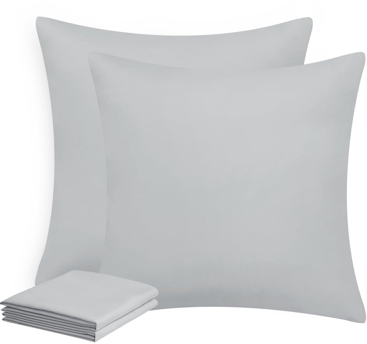 Ibenzoa Set van 2 Hoofdkussenslopen 80x80 cm, Lichtgrijs, Microvezel, Ritssluiting, ÖkoTex