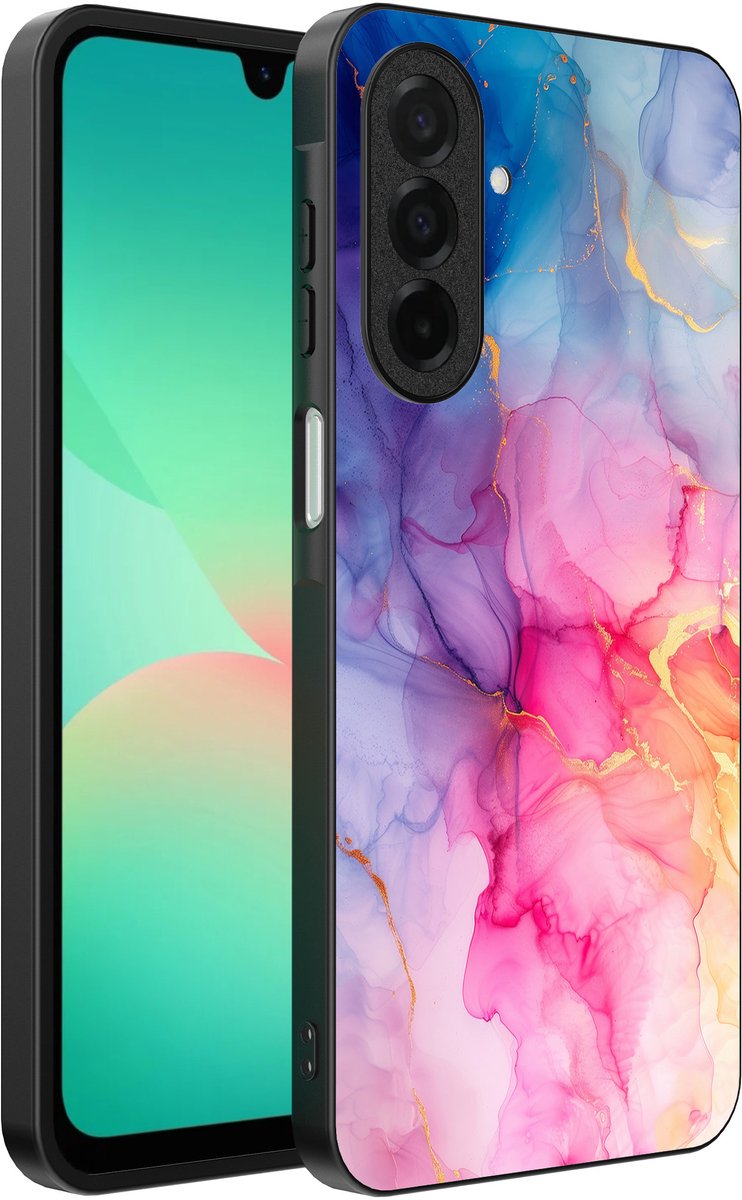 Smartphonica Telefoonhoesje Geschikt voor Samsung Galaxy A26 met marmeropdruk - TPU backcover case marble design - Regenboog geschikt voor Samsung Galaxy A26