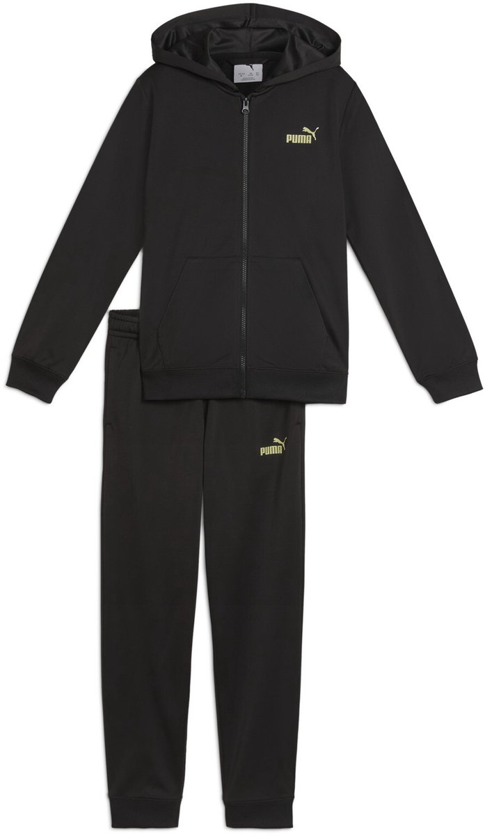 PUMA Hooded Full-Zip Poly Suit B Jongens Trainingspak Puma Zwart