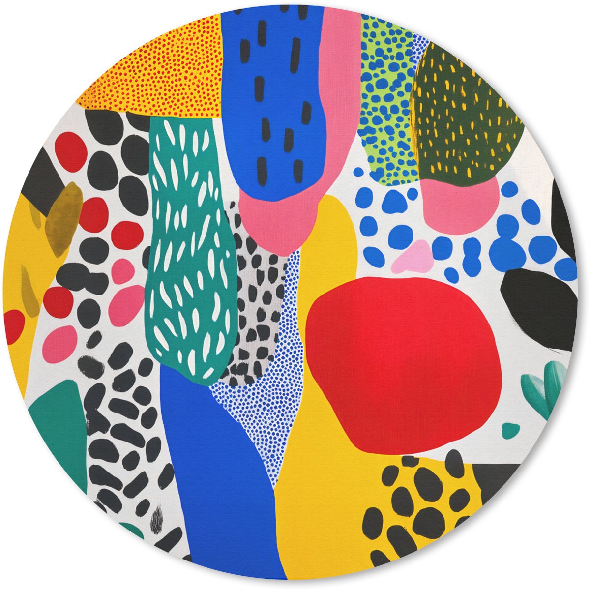 Muismat rond 30x30 cm - Mousepad Stippen - Vormen - Modern - Kleuren - Ronde muismatten