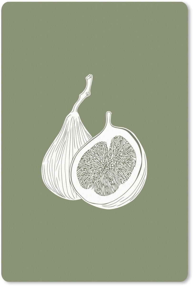 Muismat 18x27 cm - Mousepad Vijgen - Minimalistisch - Getekend - Mosgroen - Muismatten