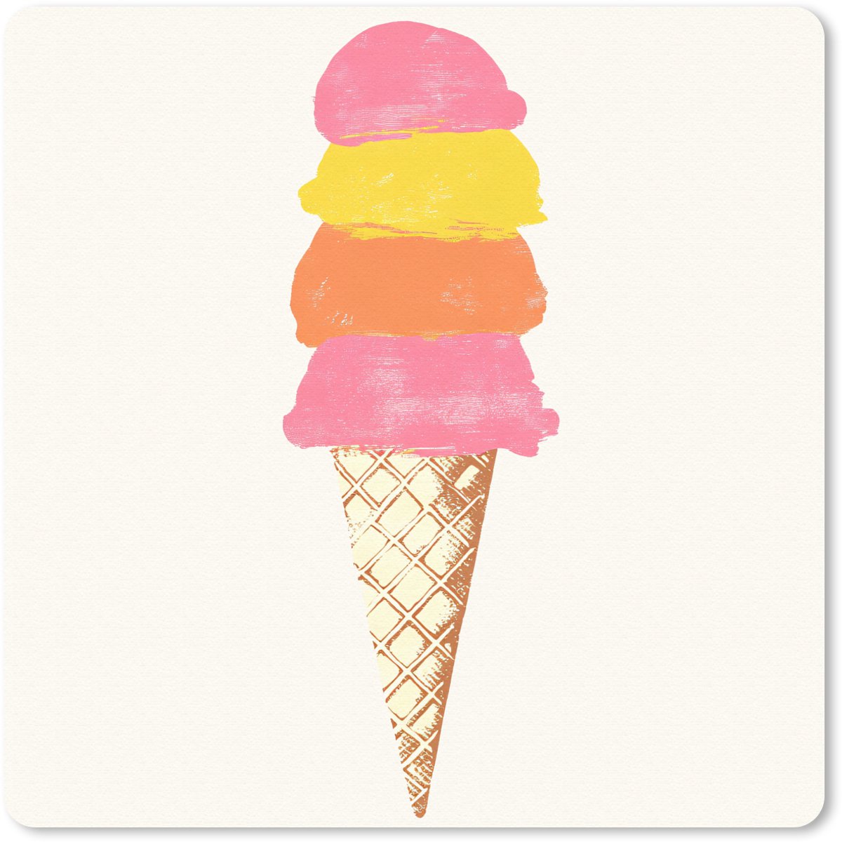 Muismat 30x30 cm - Mousepad Schepijs - Hoorntje - Illustratie - Minimalistisch - Muismatten
