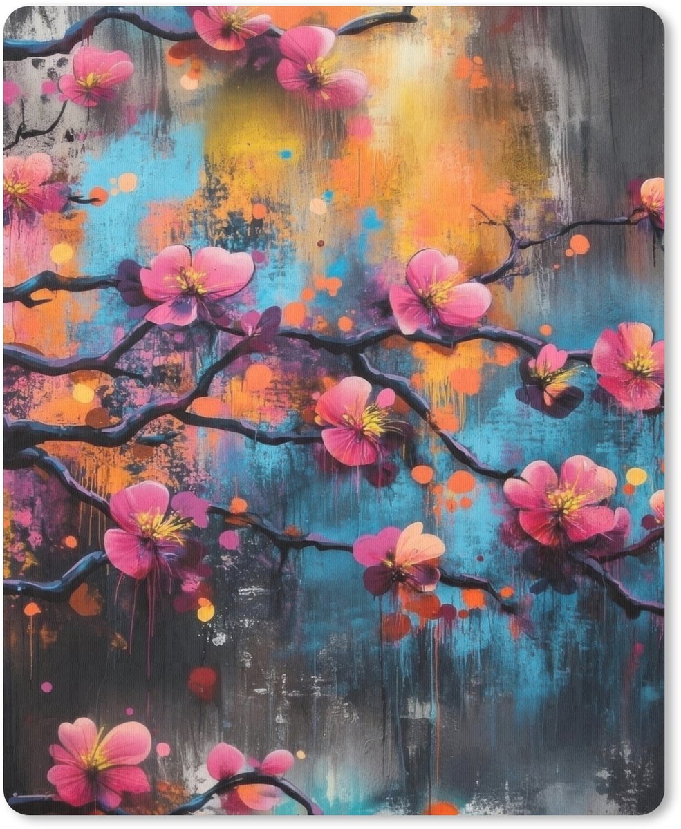 Muismat 19x23 cm - Mousepad Bloemen - Tak - Abstract - Roze - Muismatten