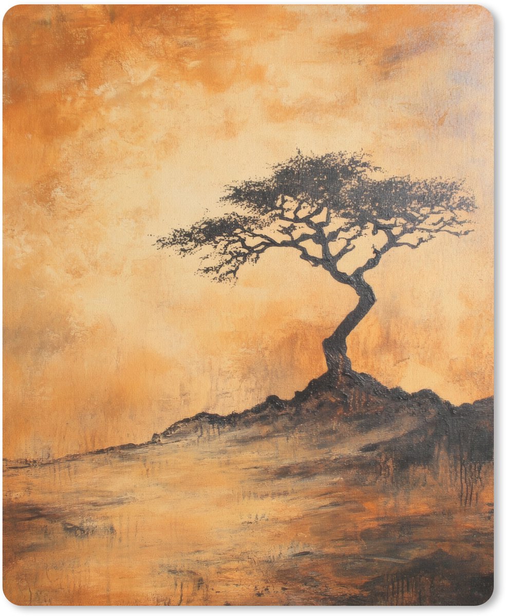 Muismat 19x23 cm - Mousepad Boom - Landschap - Oranje - Muismatten