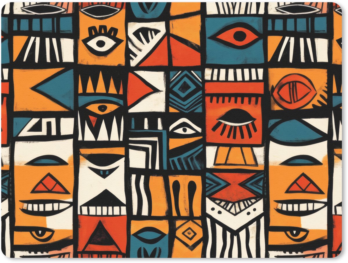 Muismat 23x19 cm - Mousepad Abstract - Gezichten - Mozaïek - Muismatten