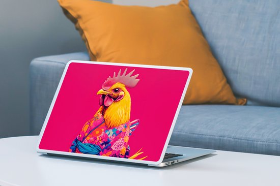 Sticker pour ordinateur portable - 12,3 pouces - Coq - Coloré - Kimono - Rose - 30x22cm - Autocollants pour ordinateur portable - Skin pour ordinateur portable - Housse