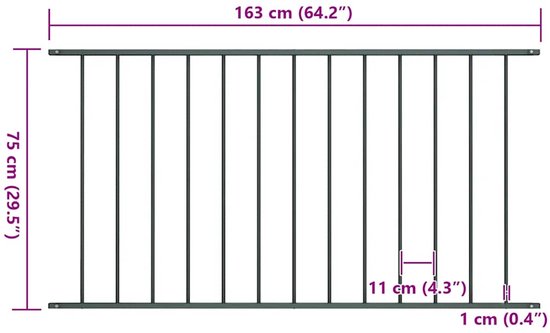 Panneau de clôture vidaXL 75 m en acier thermolaqué anthracite - Panneau de clôture - Panneaux de clôture - Panneau de clôture - Panneaux de clôture