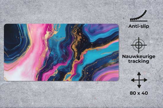 Muismat XXL 80x40 cm - Bureau onderlegger - Bureau mat Marmer - Modern - Goud - Bureaumat - Gaming mousepad xl - Bureaulegger groot - Computer deskmat