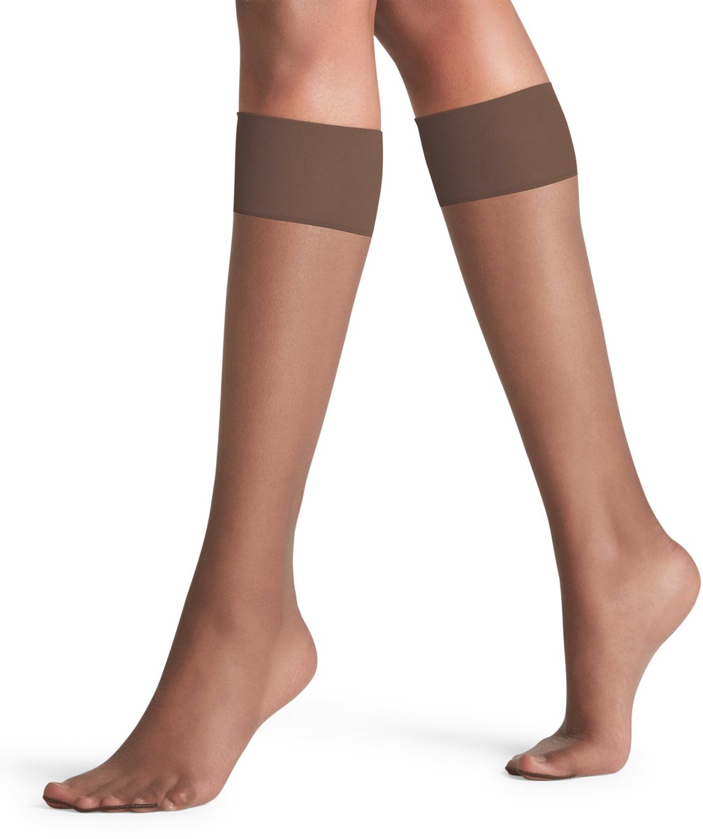 Falke Shelina eenkleurig materiaal transparant 12 DEN kniekousen dames bruin-42 bruin 5179