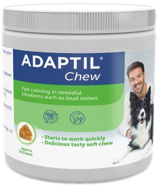 Adaptil Chew 30 stuks - Smakelijk kauwtabletten voor honden - Vermindert angst en spanning - Veilig en niet verslavend