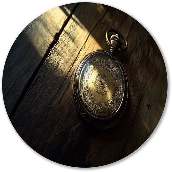 Antiek zakhorloge op tafel - Horloge wandcirkels - Wandschalen zakhorloge - Klassieker - Muurcirkel van aluminium - Slaapkamer accessoires - muurcirkel aluminium 50x50 cm