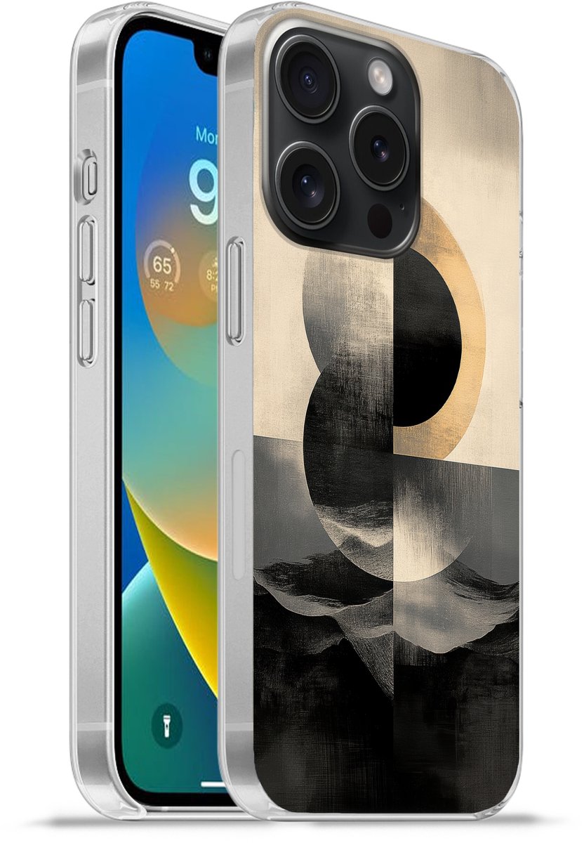 Telefoonhoesje Geschikt voor iPhone 15 Pro hoesje - Cirkels - Schaduw - Abstract - Siliconen Telefoonhoesje Telefoonhoesje