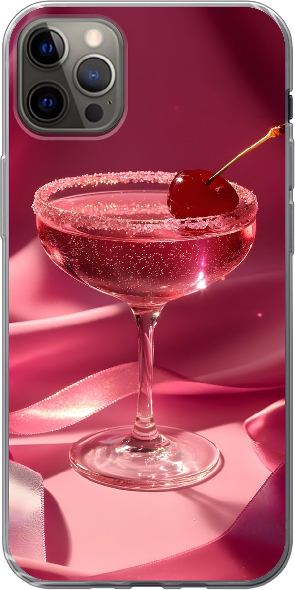 Telefoonhoesje Geschikt voor iPhone 12 Pro Max hoesje - Cocktail - Pink - Luxe - Siliconen Telefoonhoesje Telefoonhoesje