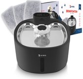 JC Pets Premium Drinkfontein voor Kat en Hond - Draadloze Waterfontein met Sensor - Katten Fontein- Waterbak Automatisch - RVS - Fluisterstil - Inclusief 9 filters - Zwart