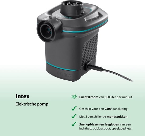 Tapis de camping Intex - Lit français - 72 x 189 x 20 cm - Blauw - Comprend Hoeslaken - Coussin - Pompe - Kit de réparation et protège-oreiller