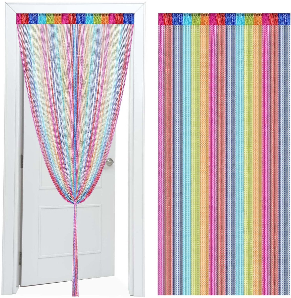 Unyqoos ® Elegant en Functioneel Veelzijdig Draadgordijn voor Terrasdeuren en Interieurdecoratie kleurrijk