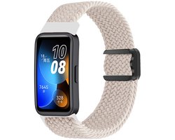 Strap-it Zacht gevlochten nylon bandje - geschikt voor de Huawei Band 8 / Band 9 / Band 10 (sterrenlicht / starlight)