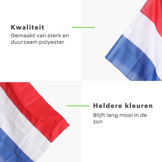 Drapeau néerlandais Cheqo® - Rouge Wit Blauw - Idéal pour la fête du Roi et le jour de la Libération - Drapeau néerlandais - Drapeau néerlandais - EBOOK inclus