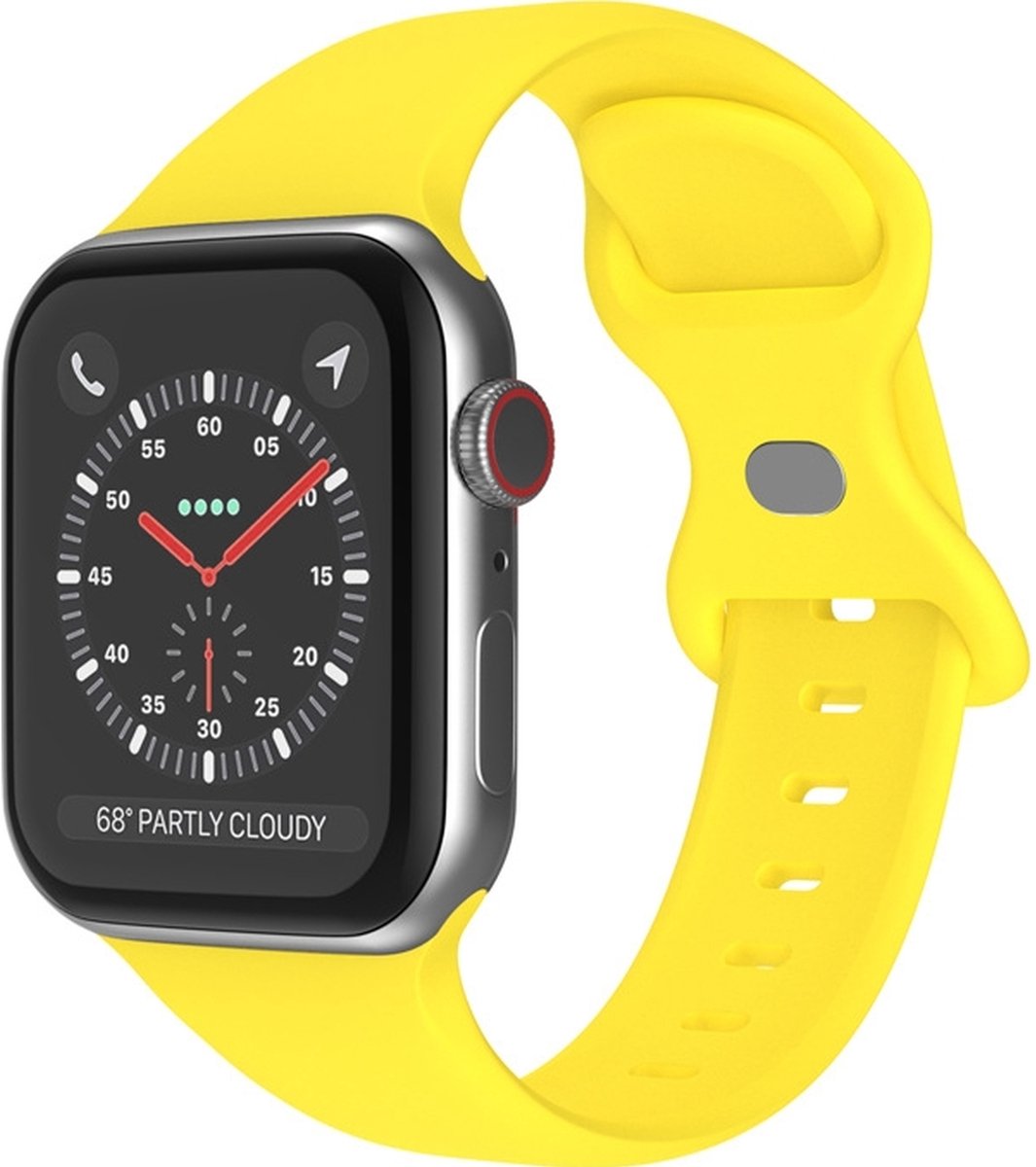 Mobigear Siliconen Watch bandje geschikt voor Apple Watch Bandje Druksluiting | Mobigear Sport Dual - 49/46/45/44 mm - Geel