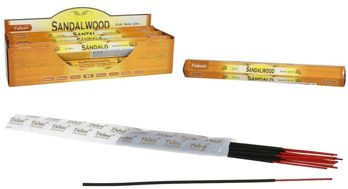 Tulasi Wierook sticks in huisgeur Sandelhout - 40x sticks van 22 cm - Ontspannend - 24 grams - Ontspannend - Kalmerend - stokjes