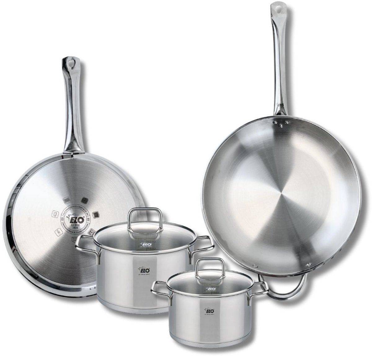 Set van 2 Bakpannen 28 en 32 cm en 2 Kookpotten 16 en 20 cm Elo Profi Citrin